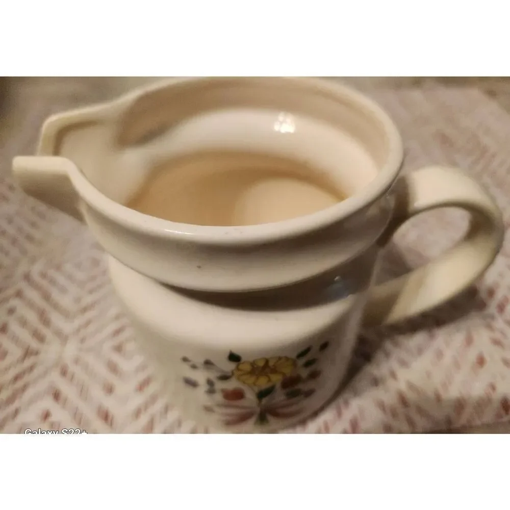 SL Vintage Small Ceramic Stoneware pitcher, Creamer w Yellow & orange floral